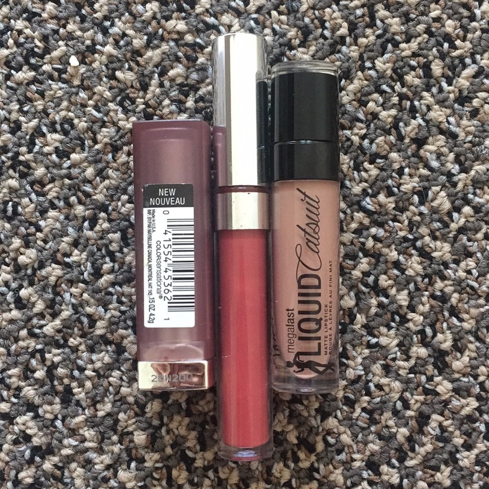 Lot of 3 Maybelline Colorlop Wet n Wild Lipsticks